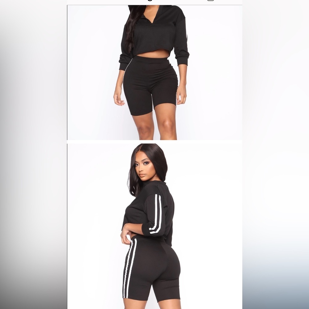 Fashion Nova 2Piece biker short set. Size XL Color BLACK